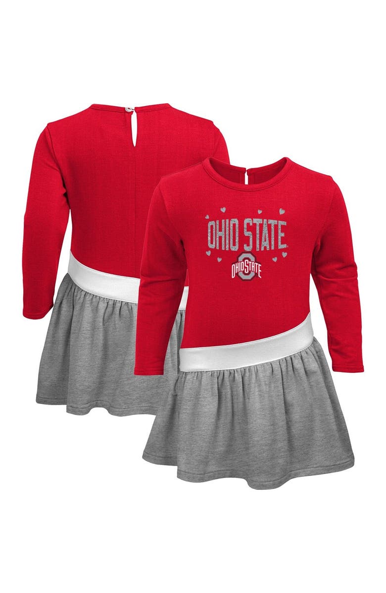 Outerstuff Toddler Scarlet Ohio State Buckeyes Heart to Heart French Terry Dress, Main, color, 