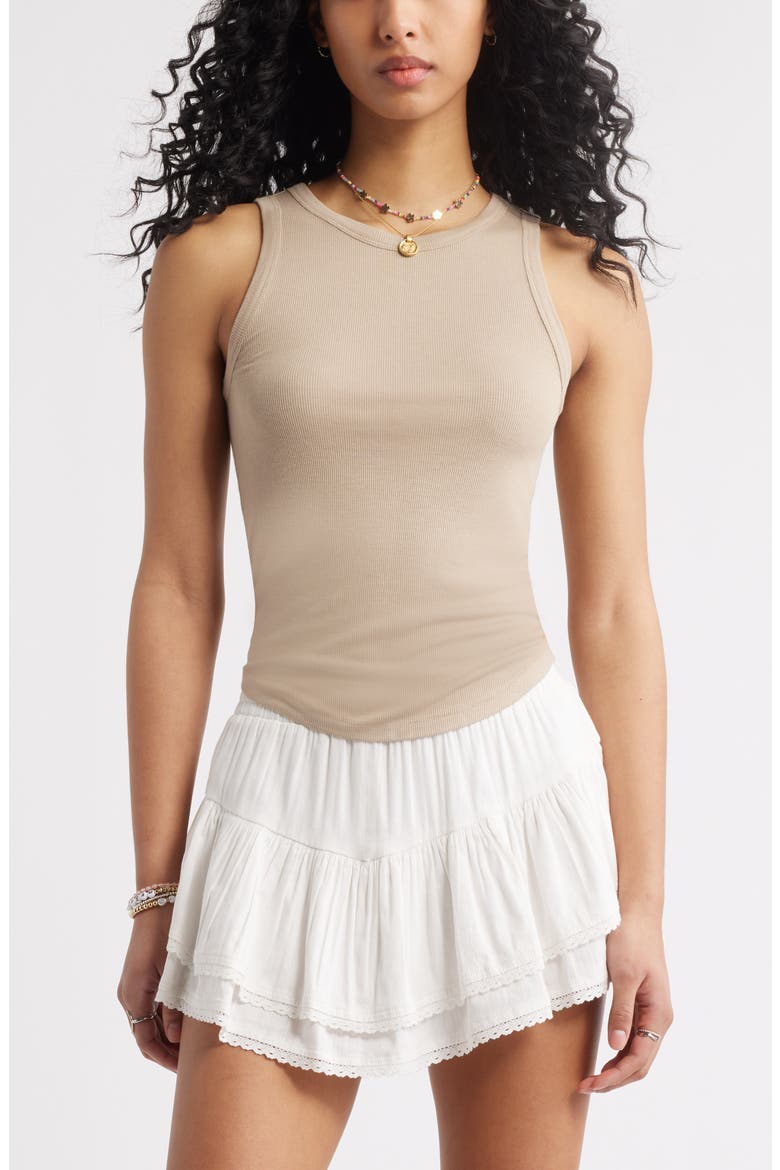 Slinky Rib Knit Tank, Main, color, TAN SAVANNAH