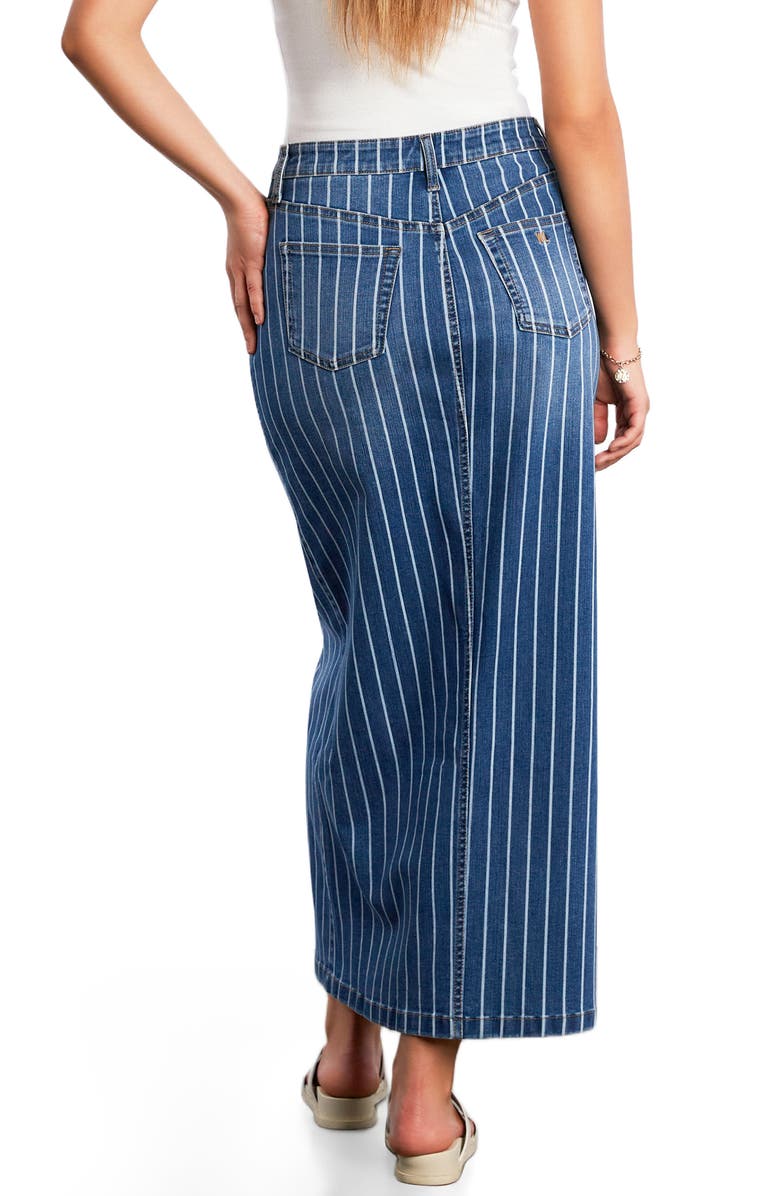 Wash Lab Denim Julia Stripe Denim Maxi Skirt, Alternate, color, Blue Denim Stripe