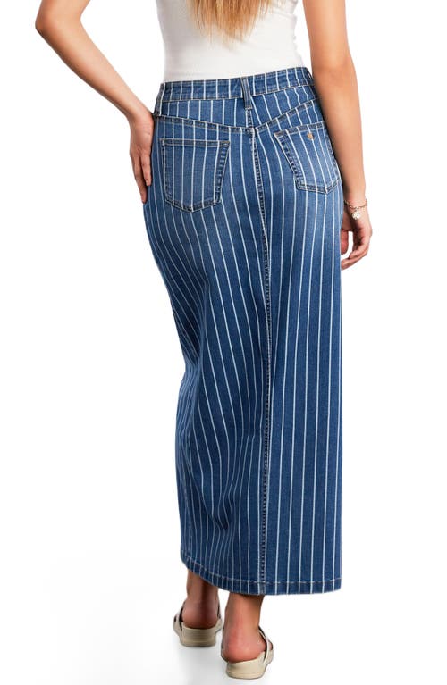 Wash Lab Denim Julia Stripe Denim Maxi Skirt In Black