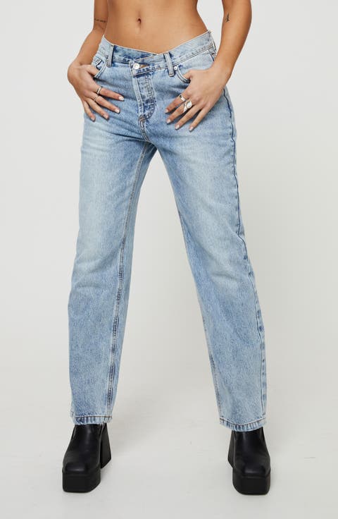 Holly Asymmetric Crossover Waist Rigid Straight Leg Jeans