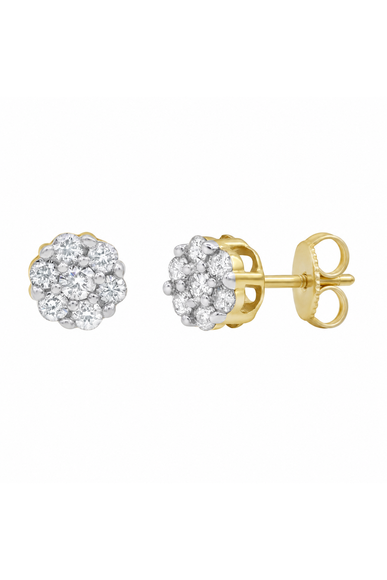 Quarter 14K Yellow Gold Diamond Cluster Earrings - 0.25ct., Alternate, color, 14K Yellow Gold