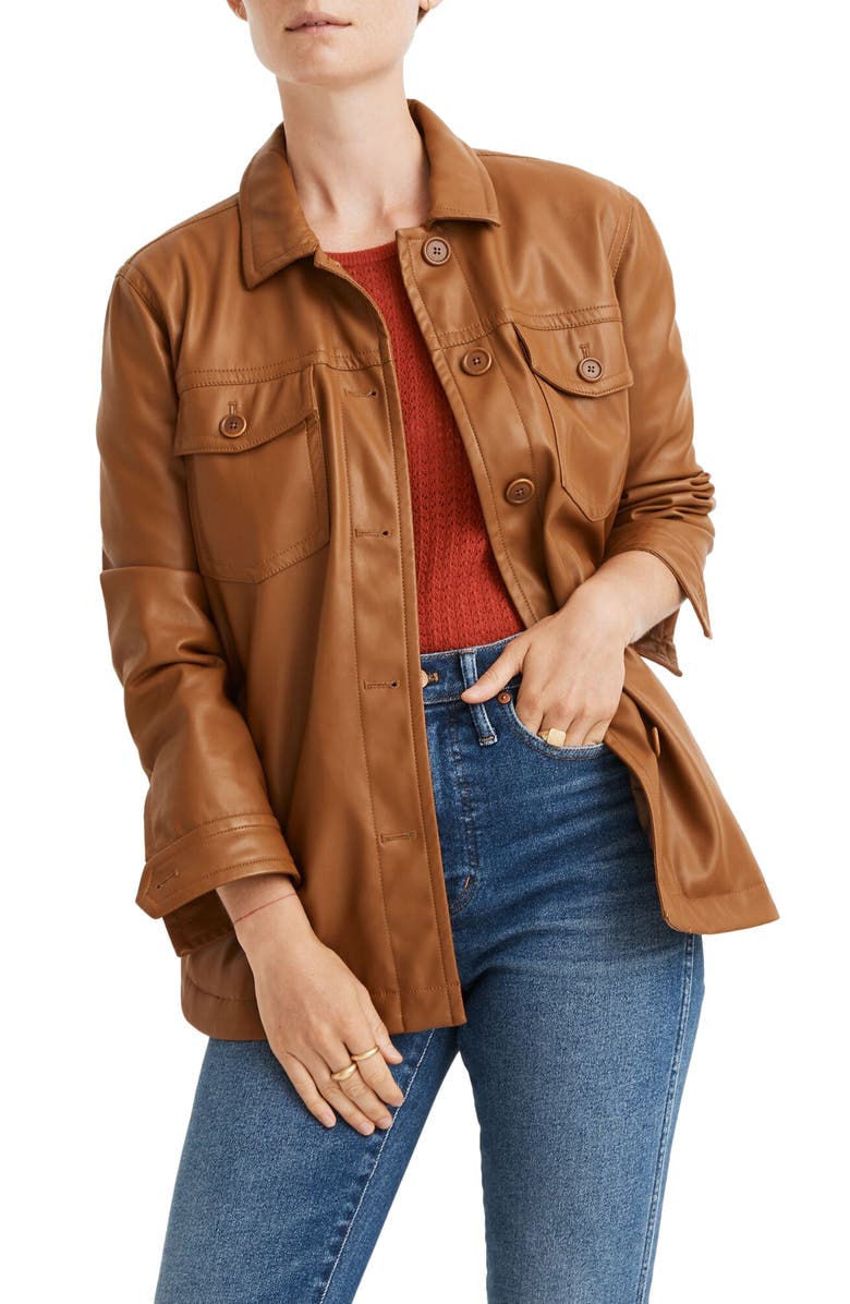 Madewell Faux Leather Chore Jacket, Main, color, 