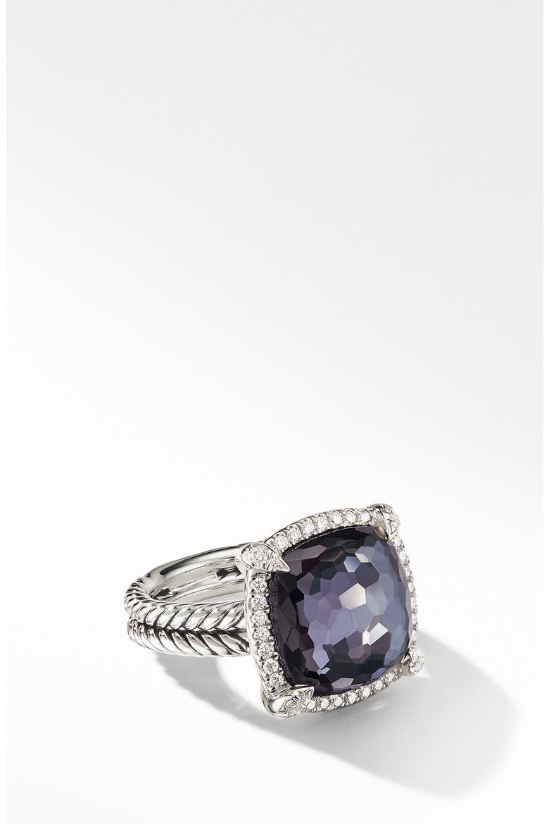 Chatelaine® Pavé Bezel Black Orchid Ring, Alternate, color, BLACK ORCHID/ SILVER