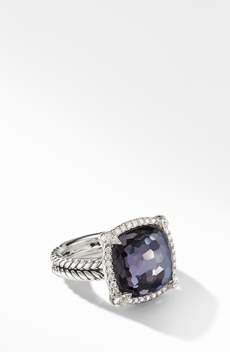 David Yurman Chatelaine<sup>®</sup> Pavé Bezel Black Orchid Ring, Alternate, color, 