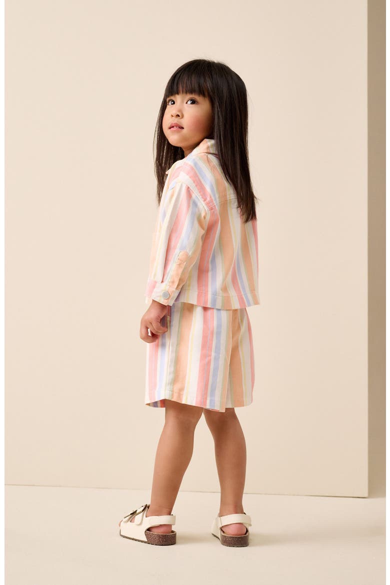 Kids' Stripe Cotton Twill Jacket & Shorts Set, Alternate, color, PEACH MULTI