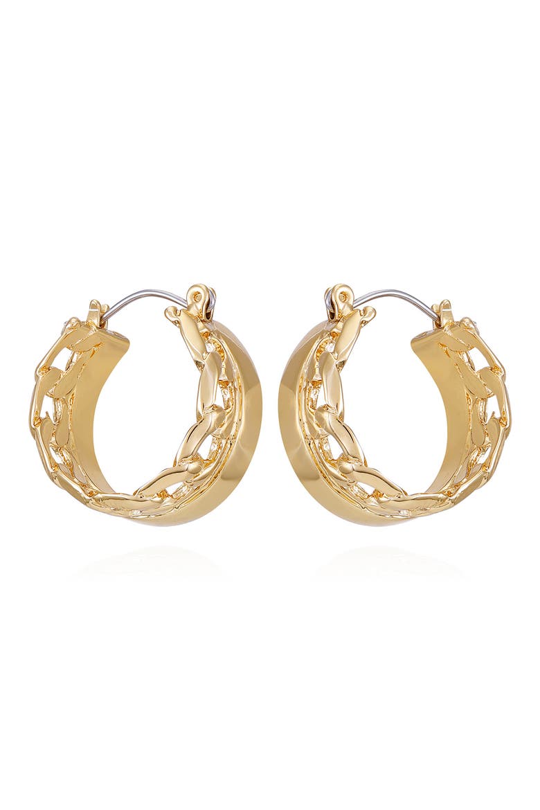 Chain Hoop Earrings, Main, color, GOLD TONE