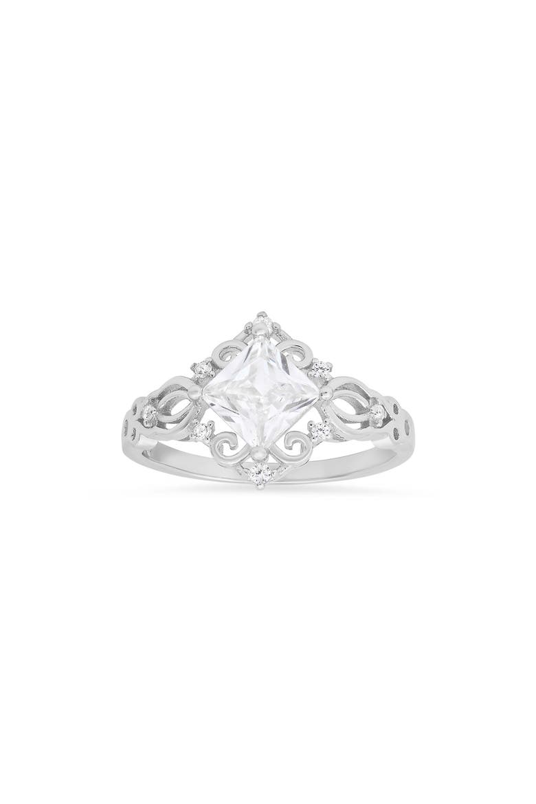 Sterling Silver Princess Cut Cubic Zirconia Ring, Main, color, SILVER