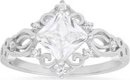 Queen Jewels Sterling Silver Princess Cut Cubic Zirconia Ring