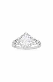 Queen Jewels Sterling Silver Princess Cut Cubic Zirconia Ring