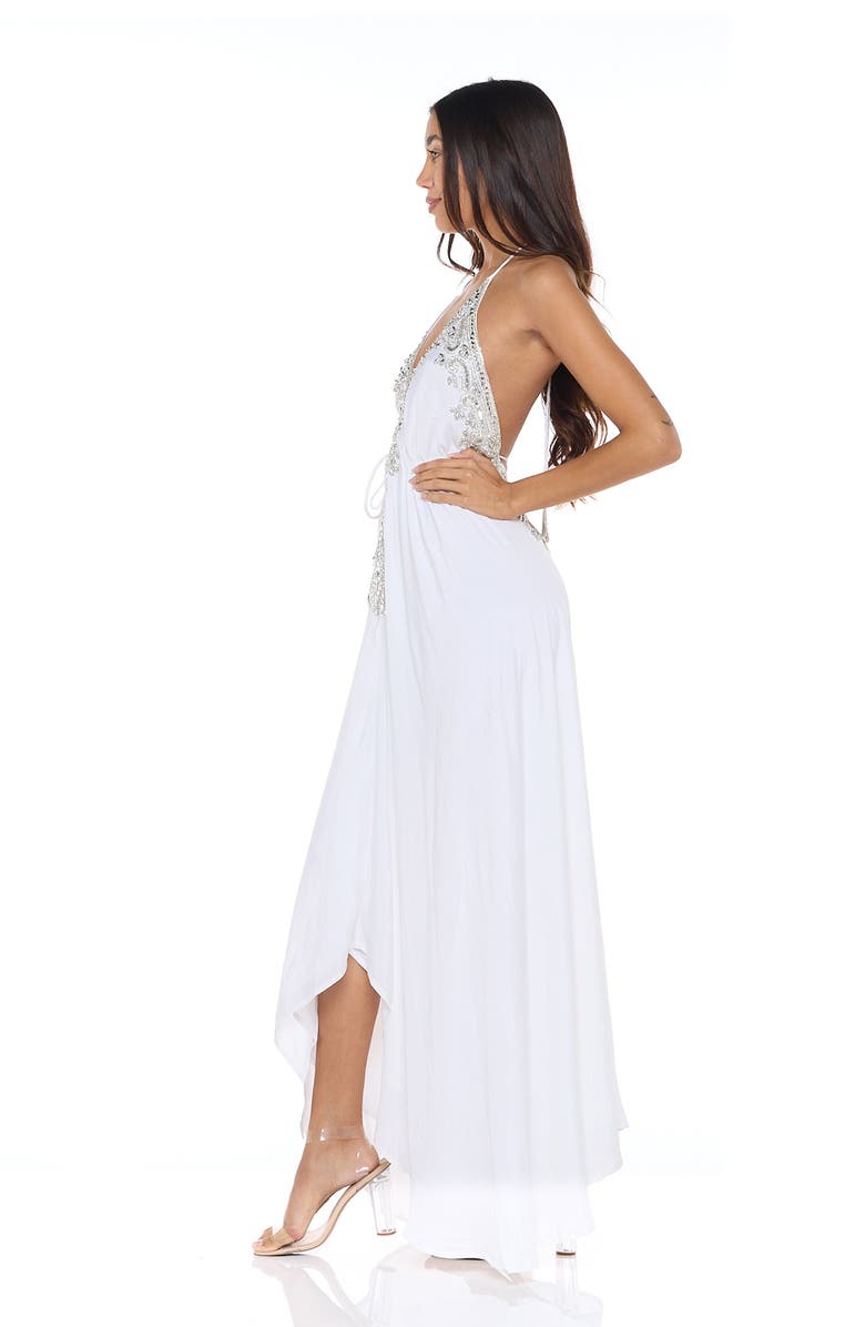 RANEES Plunge Neck Halter Maxi Dress, Alternate, color, White