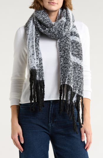 Calvin Klein Logo Tweed Scarf In Gray