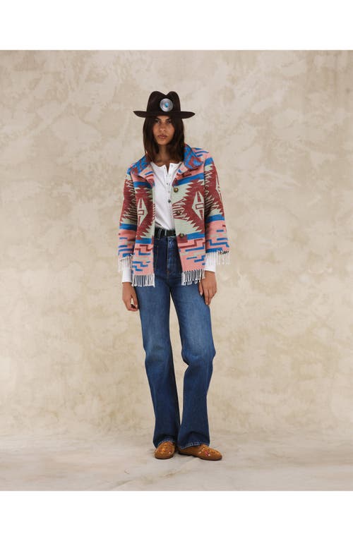 Fortela Feather Navajo Cotton Cape In Pink