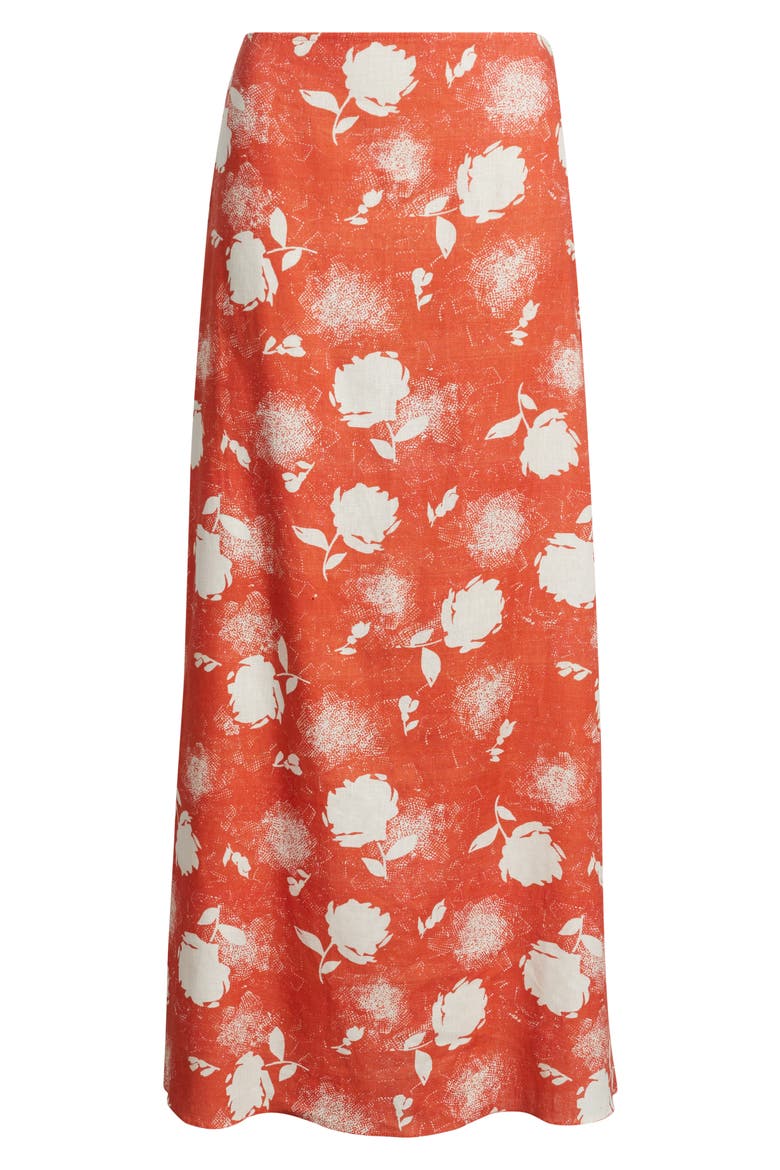 Martina Floral Linen Maxi Skirt, Alternate, color, SUNROSE ROSSO