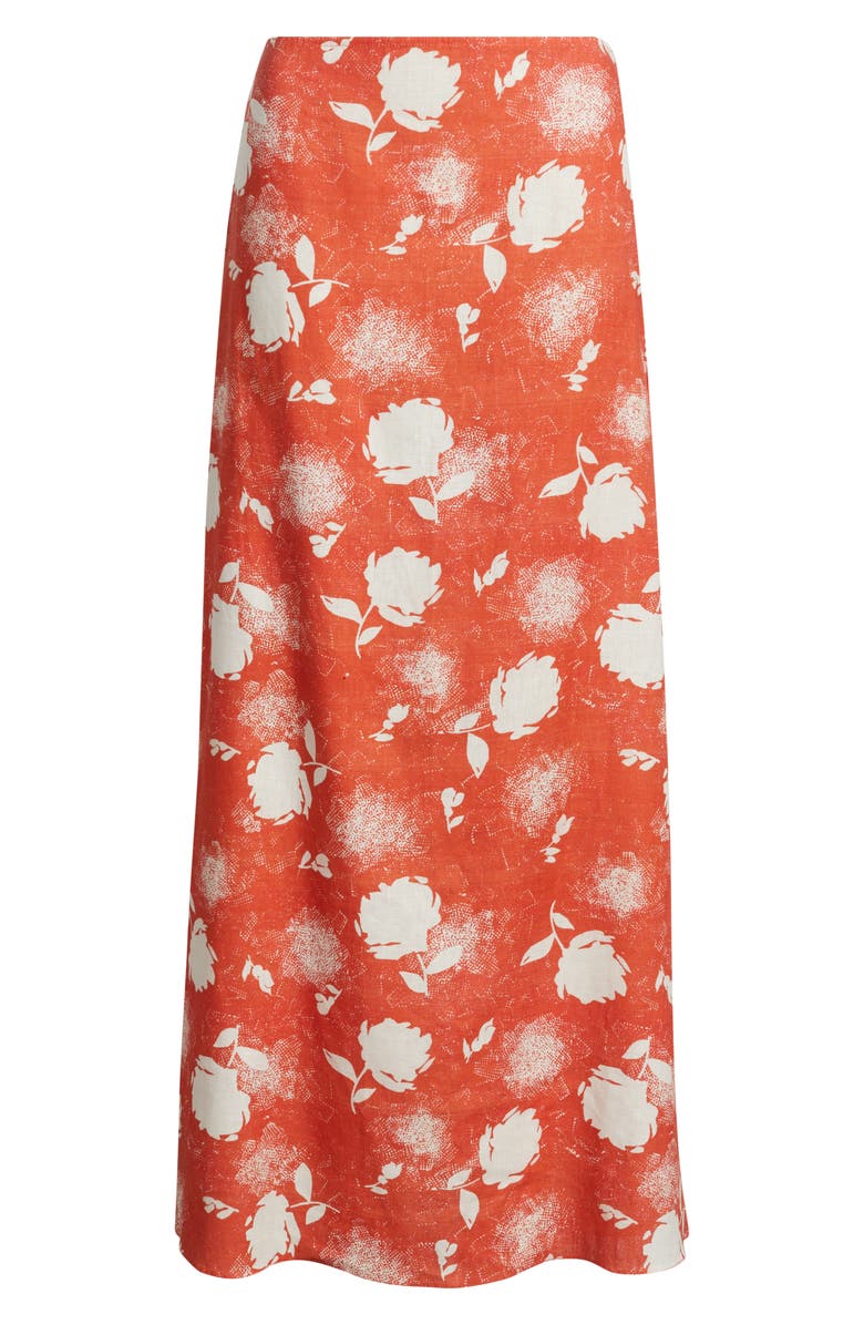 Faithfull the Brand Martina Floral Linen Maxi Skirt, Alternate, color, Sunrose Rosso