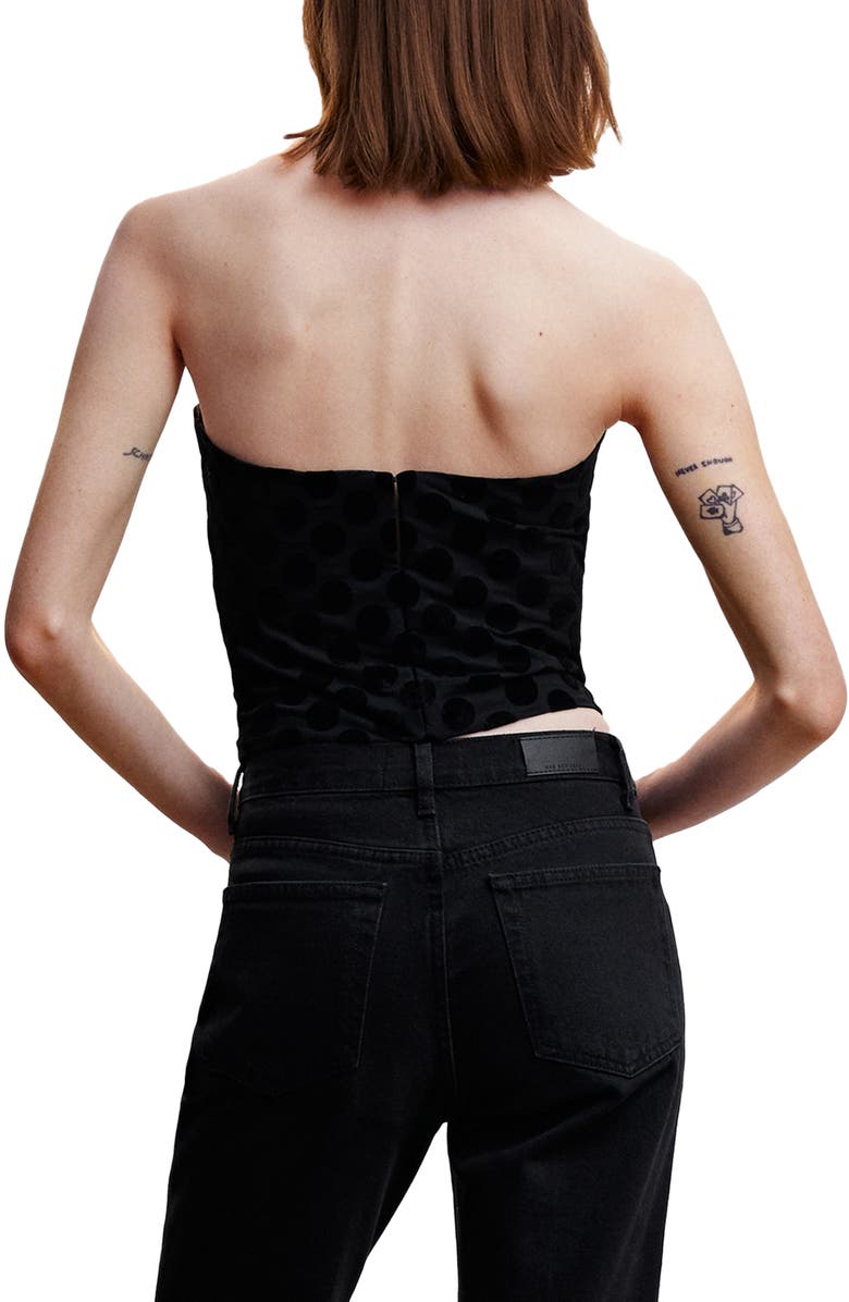 MANGO Velvet Polka Dot Corset Top, Alternate, color,
