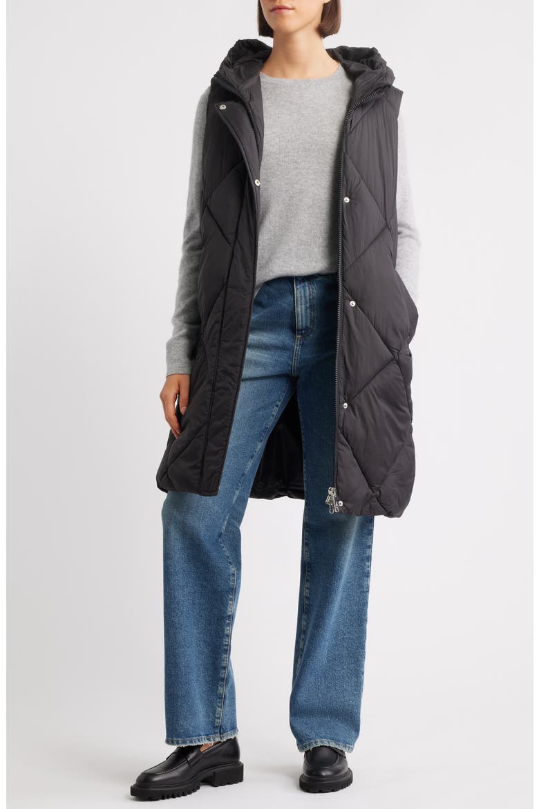 Quilted Hooded Puffer Vest, Alternate, color, BLACK