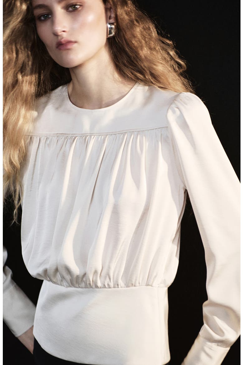 Goldy Balloon Sleeve Pleated Top, Alternate, color, ECRU