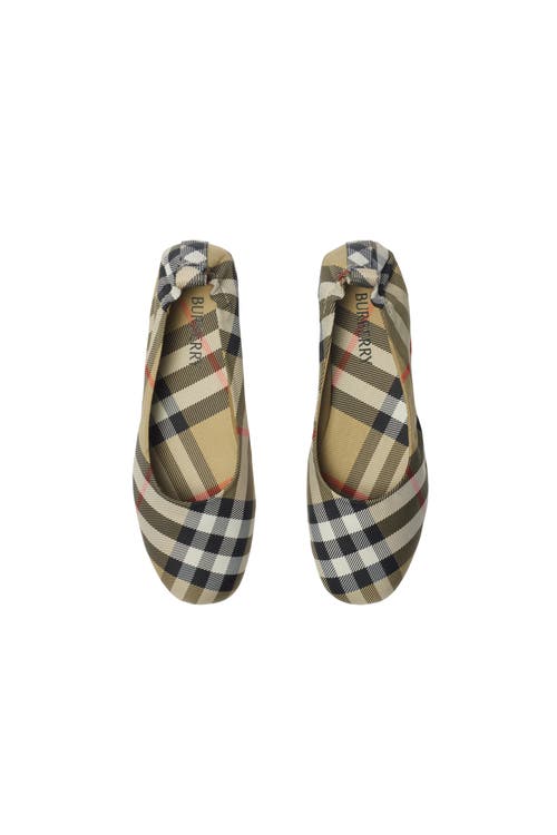 Burberry Girls Chaterley Check Ballerinas In Neutral
