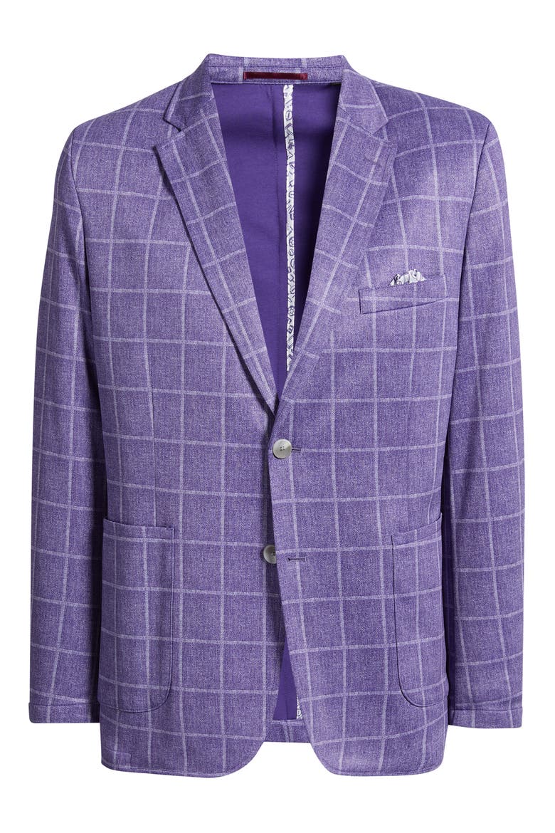 Game Day XC Flex® Pinnacle Purple Windowpane Check Knit Sport Coat, Alternate, color, PURPLE PLAID