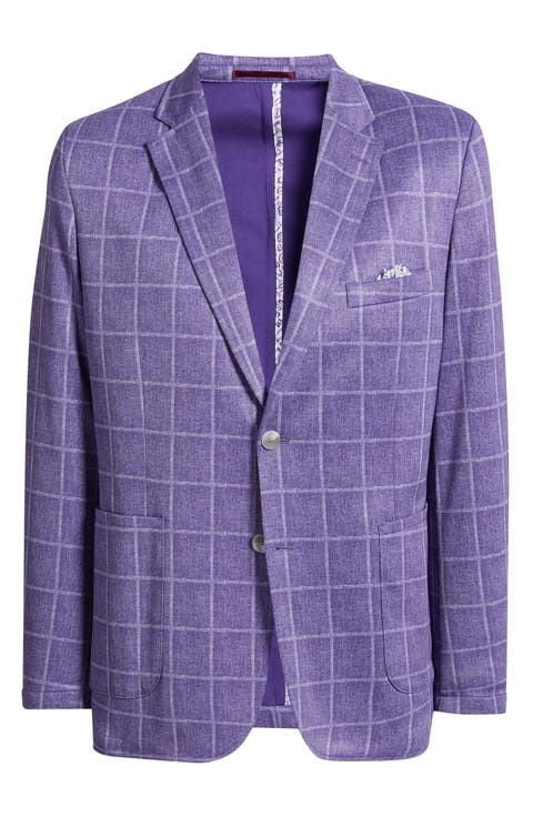 Game Day XC Flex® Pinnacle Purple Windowpane Check Knit Sport Coat