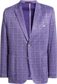 Johnston & Murphy Game Day XC Flex® Pinnacle Purple Windowpane Check Knit Sport Coat