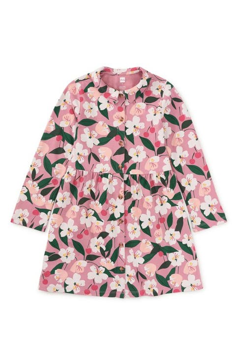 Cherry Collared Long Sleeve Shirtdress