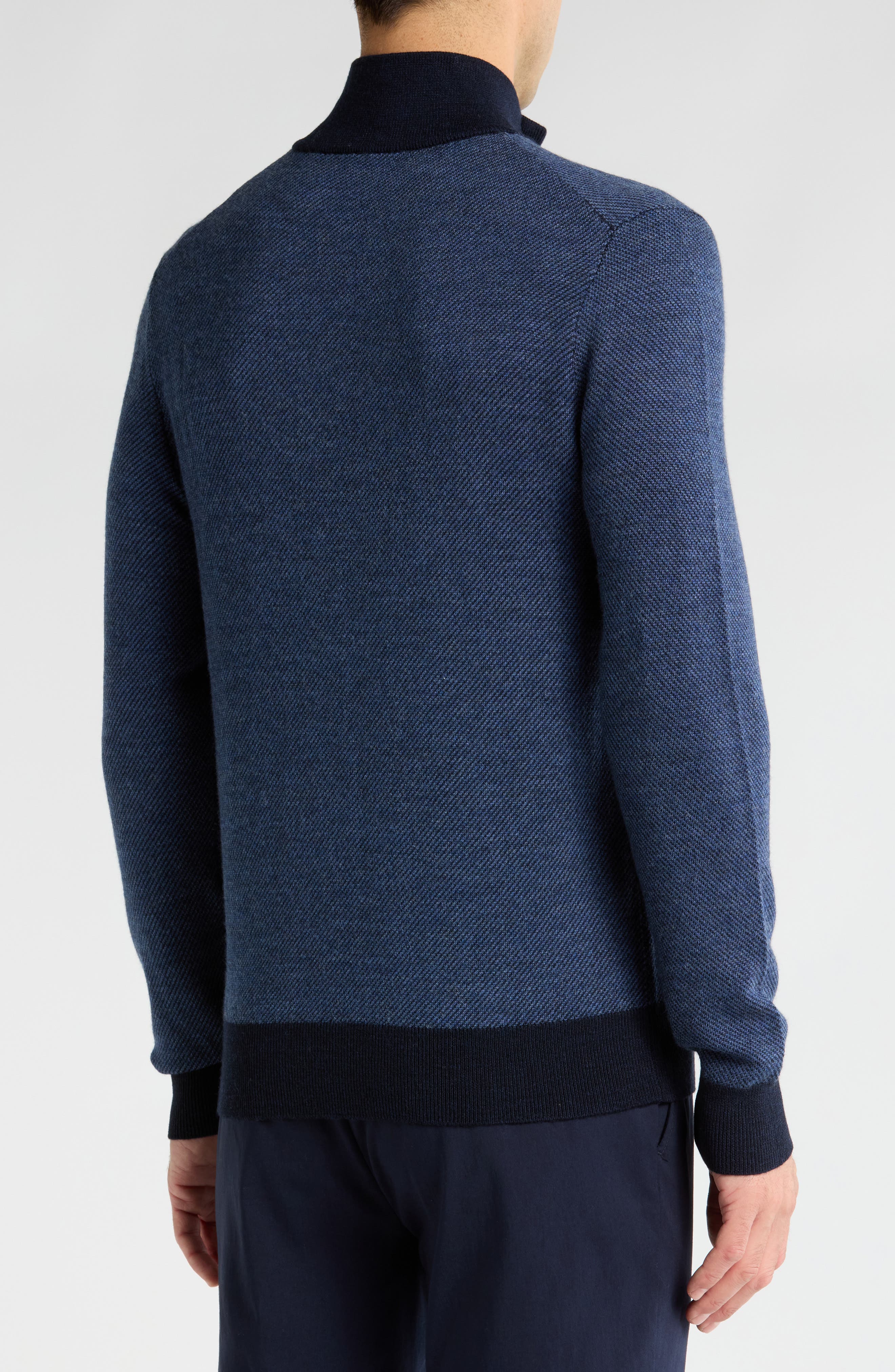 Merino Wool Two-Tone Twill Quarter-Zip Pullover - image 4