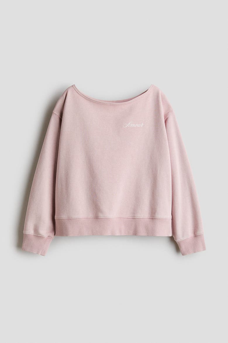 Oversized Off-the-shoulder Top, Alternate, color, Light dusty pink/Amour