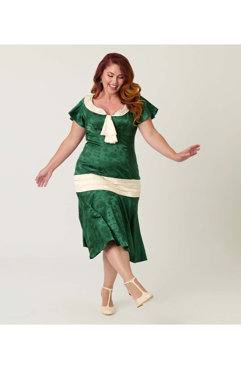 Unique Vintage Plus Size 1920s Wilshire Flapper Day Dress, Alternate, color, Green