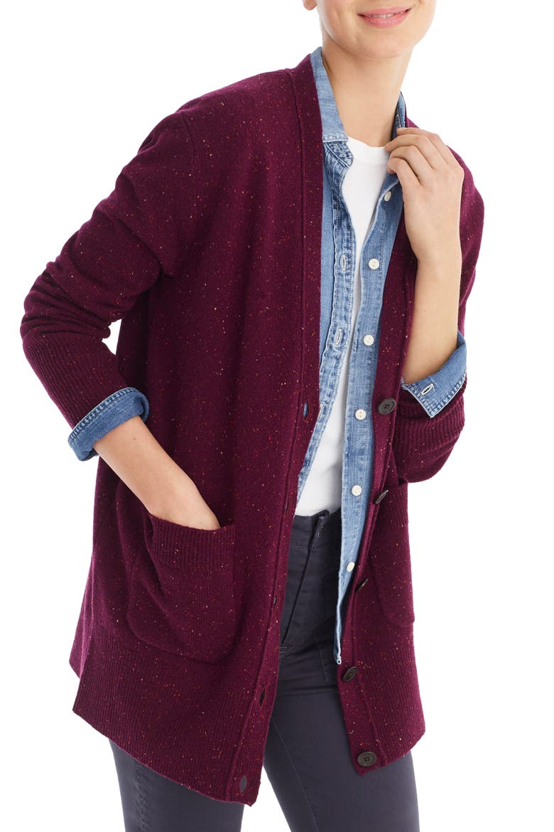 Donegal Long Cardigan Sweater, Main, color, BURG DONEGAL