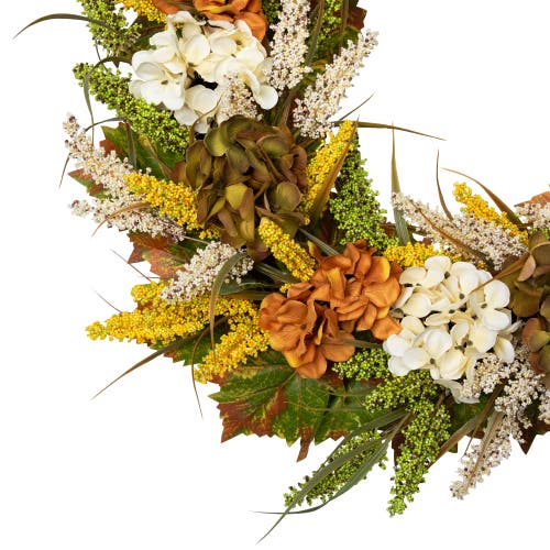 Northlight Hydrangea Artificial Fall Harvest Twig Wreath In Multi