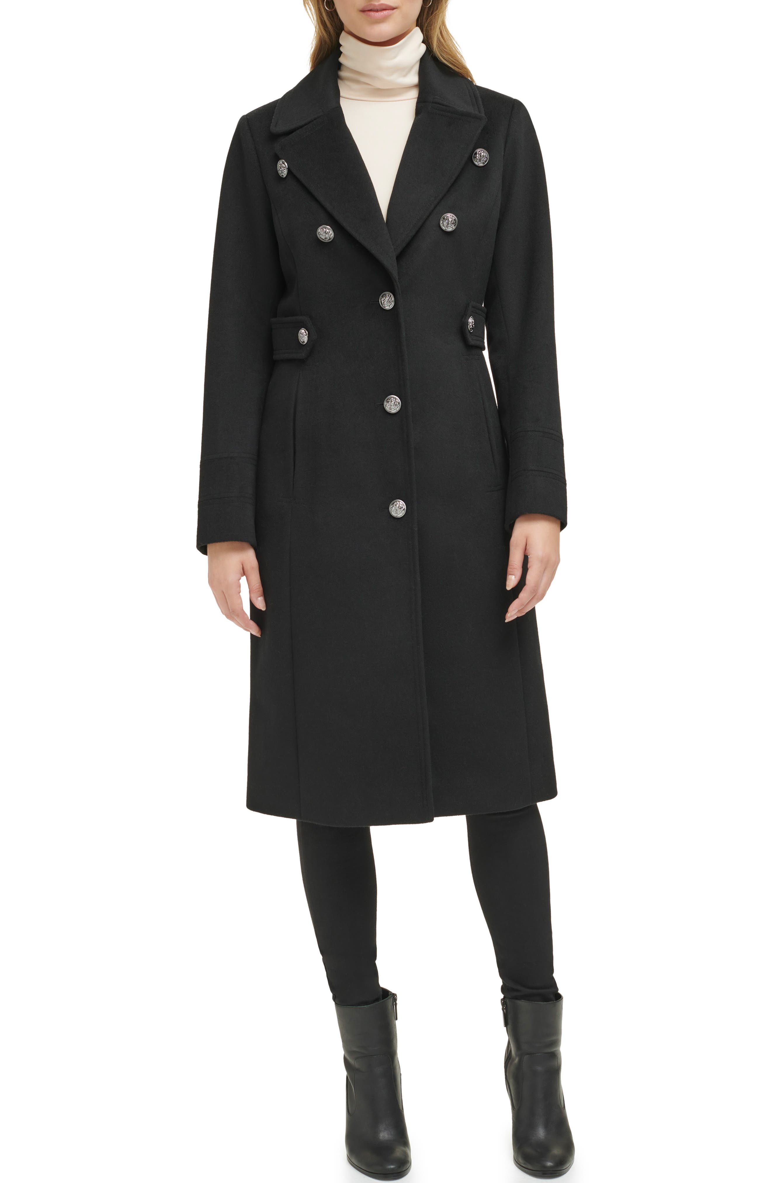 Kenneth Cole New York Notch Lapel Military Coat