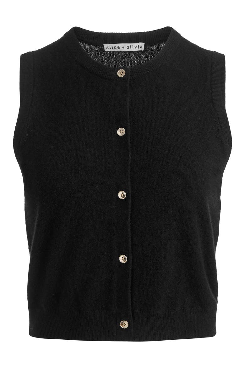 Loly Button Front Cashmere Blend Vest, Alternate, color, BLACK
