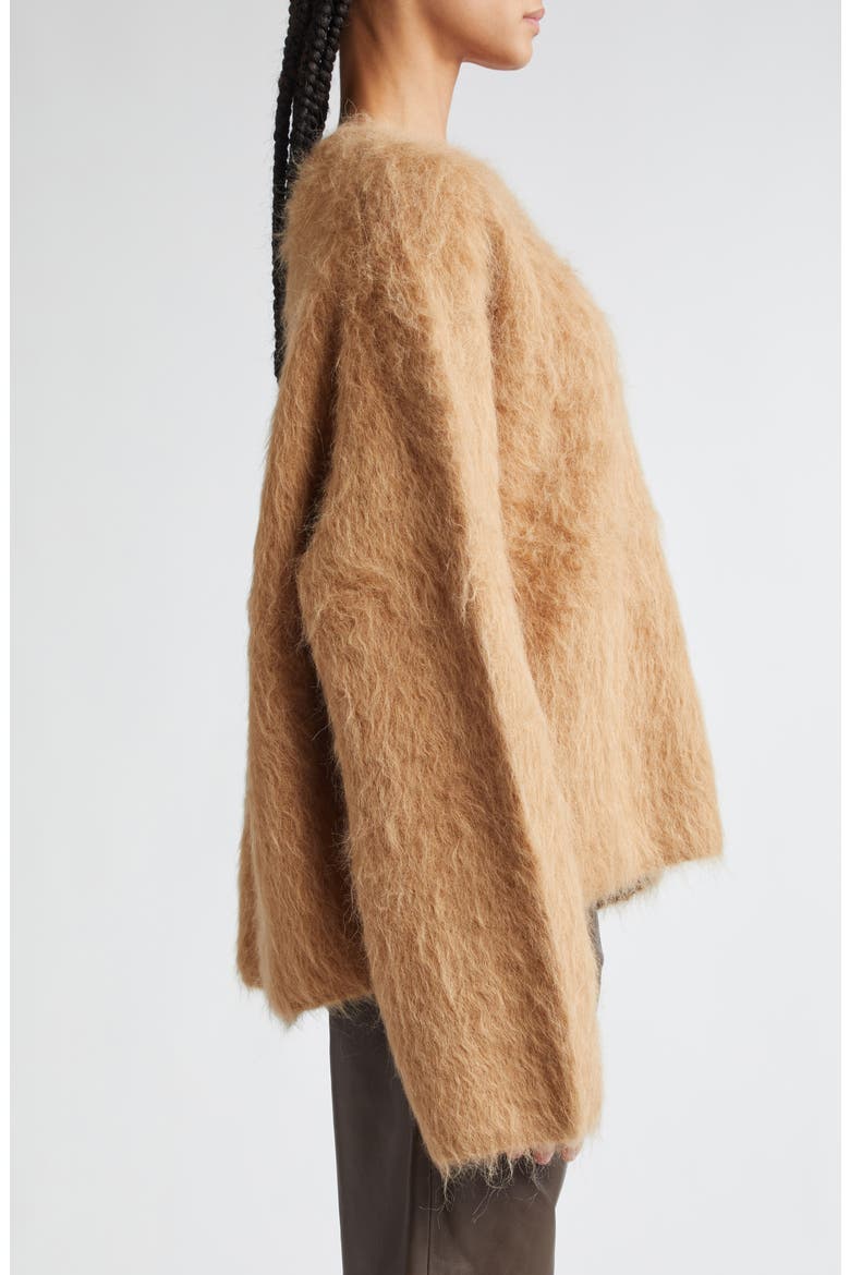 Boxy Alpaca Blend Crewneck Sweater, Alternate, color, CAMEL MELANGE