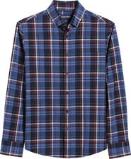 Mizzen+Main City Trim Fit Coastal Fjord Plaid Flannel Button-Down Shirt