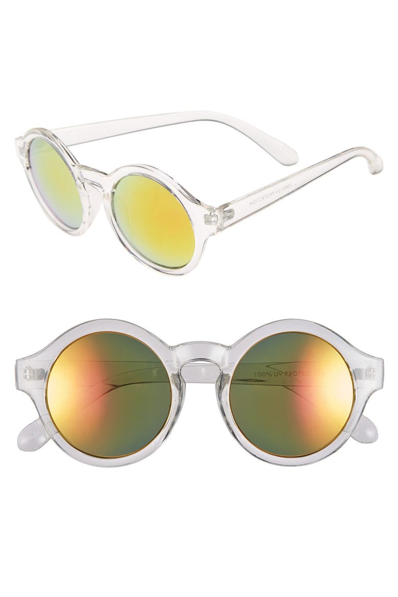 FE NY 52mm Round Sunglasses, Main, color, CLEAR RED