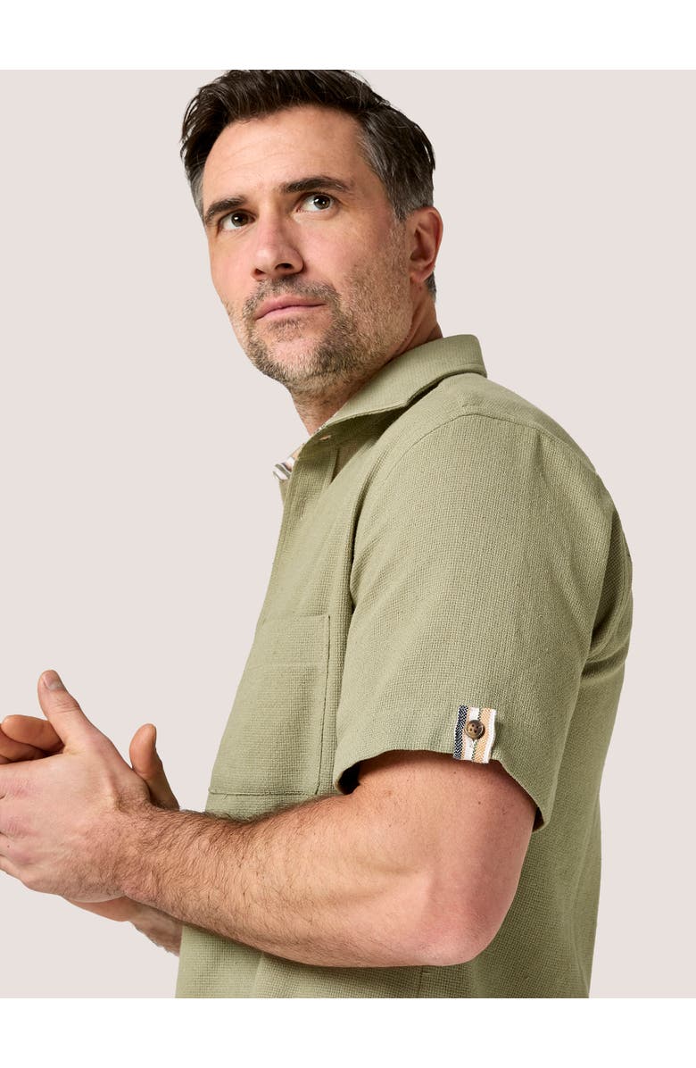 Koy Clothing Cotton Short Sleeve Sack Weave Shirt, Alternate, color, Olive