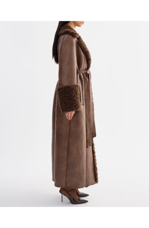 Lamarque Polly | Mixed Media Maxi Coat In Brown