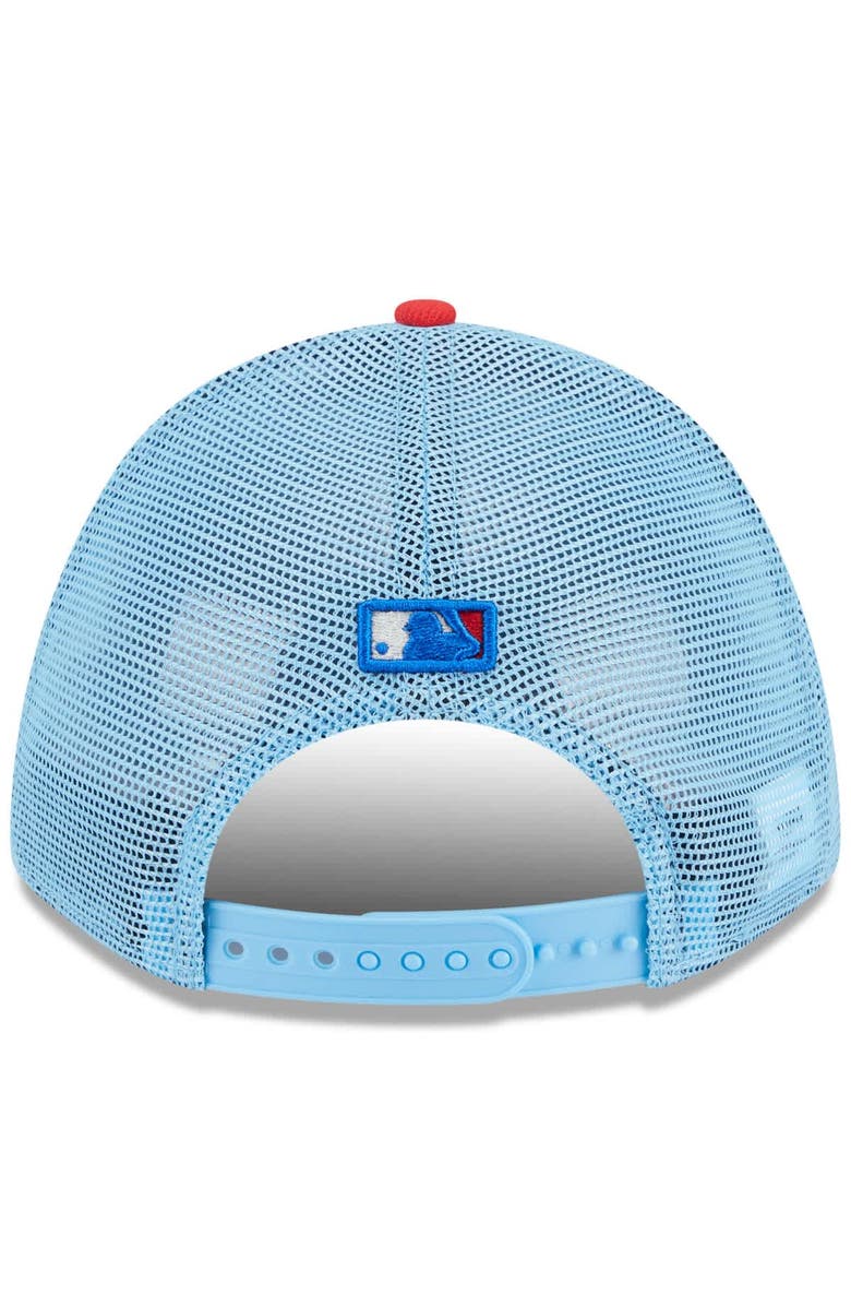 New Era Men's New Era Light Blue/Red San Francisco Giants 2025 Fourth of July 9FORTY A-Frame M-Crown Adjustable Trucker Hat, Alternate, color, Light Blue