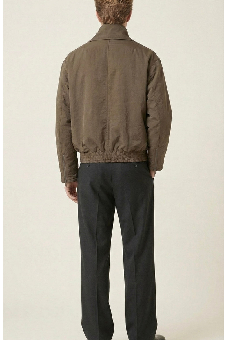Zip Front High Collar Bomber Jacket, Alternate, color, Taupe