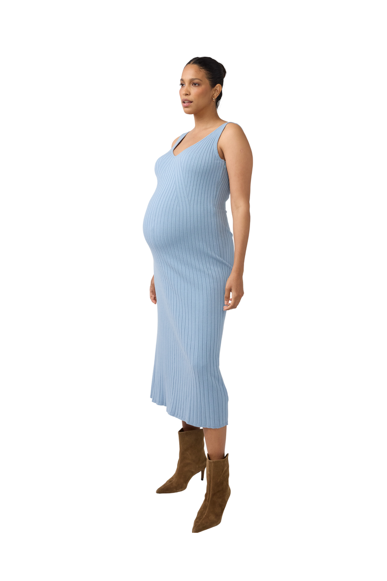 Sleeveless Rib Sweater Maternity Nursing Midi Dress, Main, color, Sky Blue