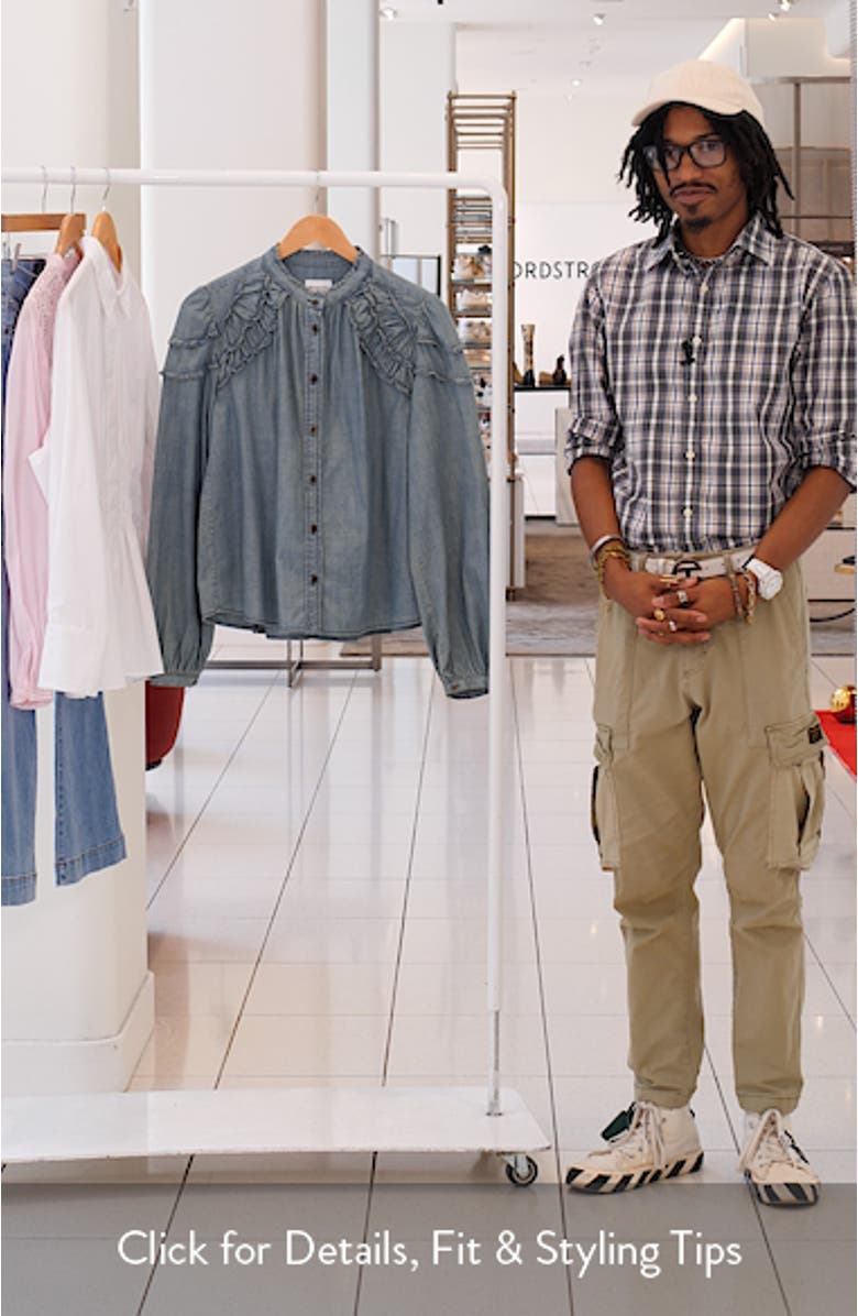 Milya Ruffle Denim Button-Up Shirt, sales video thumbnail