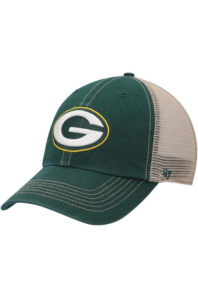 Men's '47 Green/Natural Green Bay Packers Trawler Trucker Clean Up Snapback Hat, Main, color, Green