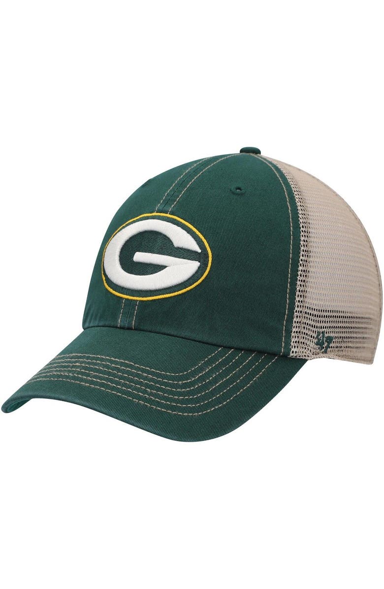 '47 Men's '47 Green/Natural Green Bay Packers Trawler Trucker Clean Up Snapback Hat, Main, color,
