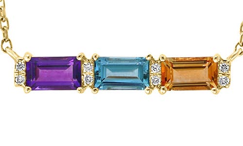 Effy Diamond Amethyst Blue Topaz & Citrine Bar Necklace In Multi
