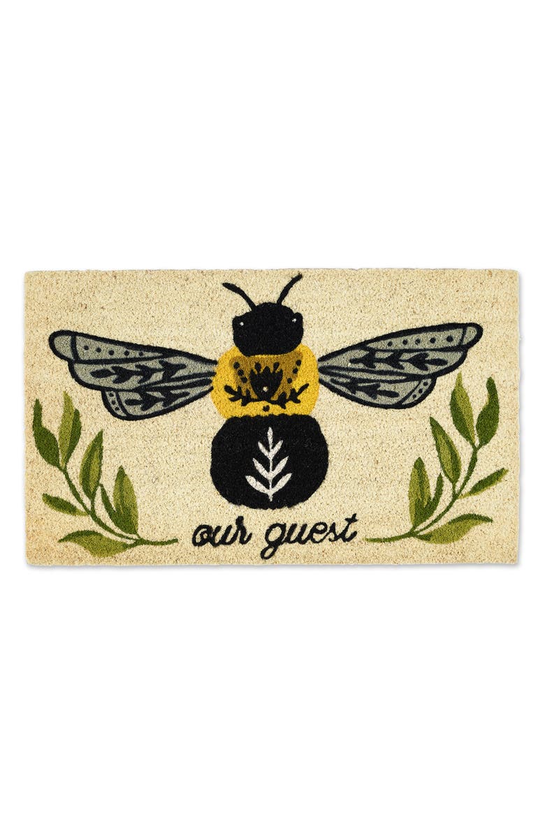 Design Imports Bee Our Guest Coir Doormat, Main, color, Black