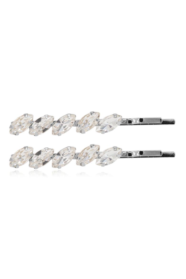 Payton Set of 2 Crystal Hair Clips, Alternate, color, SILVER