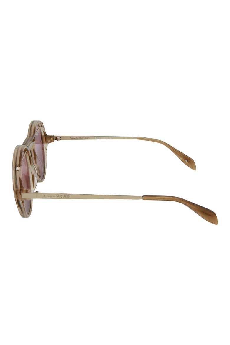 Alexander McQueen 54mm Round Sunglasses, Alternate, color, HAVANA GOLD RED/ DGR