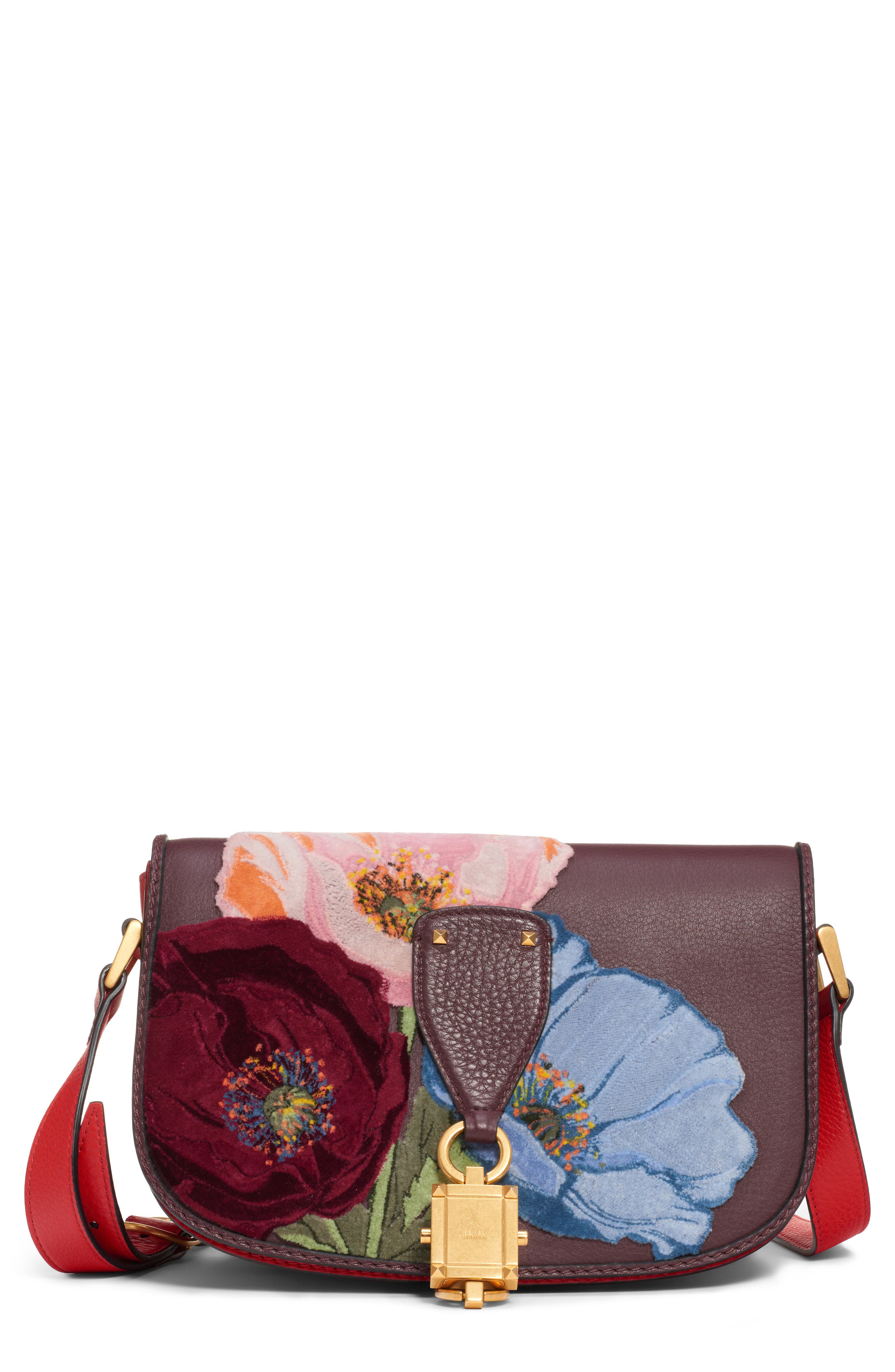 Valentino Garavani V-Locker Leather Saddle Bag, Main, color, 